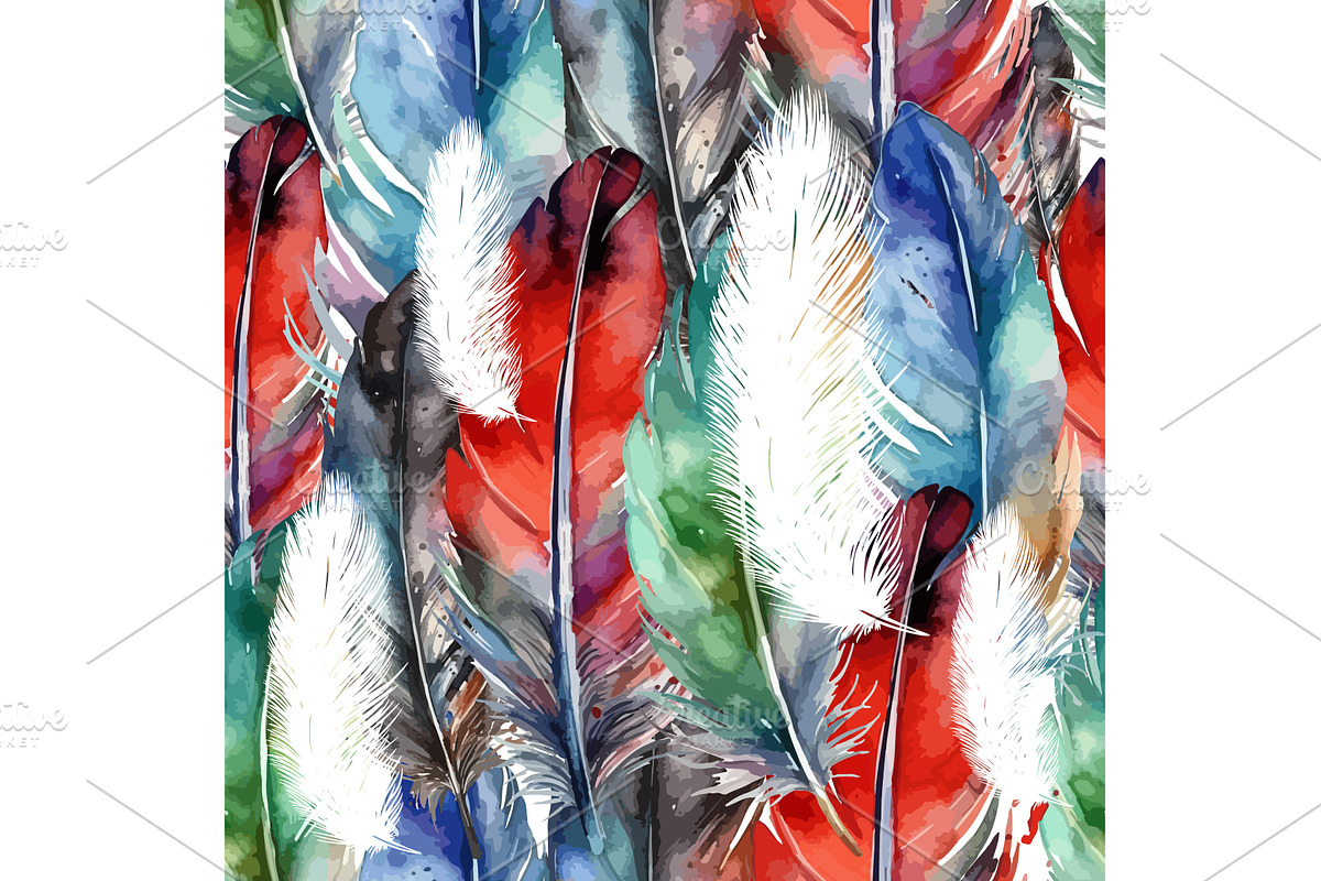 seamless background feathers colored, a Texture Illustration by Nenahliadava Design
