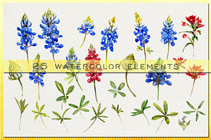 Bluebonnet Watercolor Clip Art