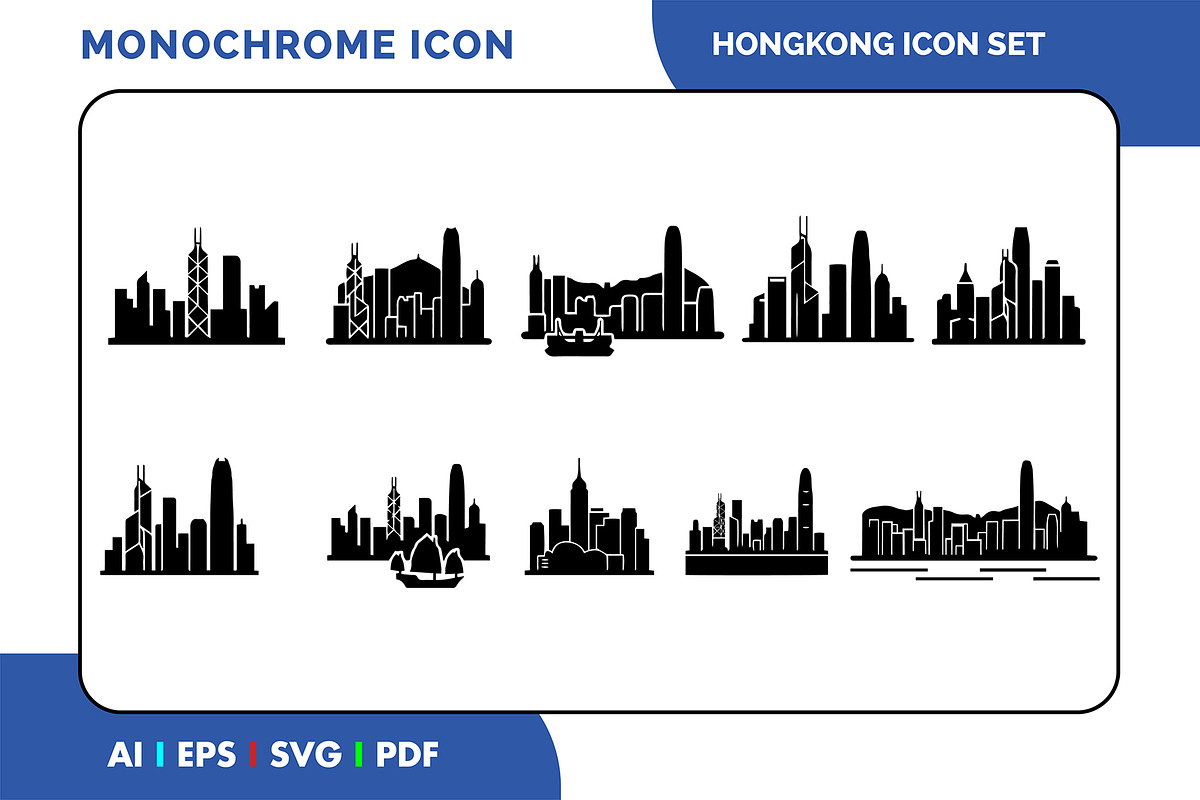 Hong Kong Skyline Icon Set, a Solid Icon by Fontmine Studio (Photo 1 of 3)
