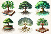 Green Watercolor Tree With Roots Cli, an Illustration by DreamCafeArt (Thumbnail 4 of 7)