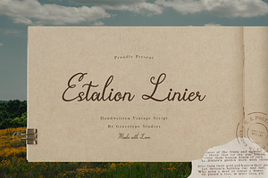 Estalion Linier Handwritten Vintage, a Script Font by gracetype_studio