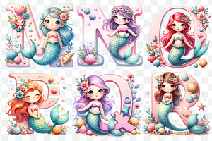 Mermaid Alphabet Font & Numbers