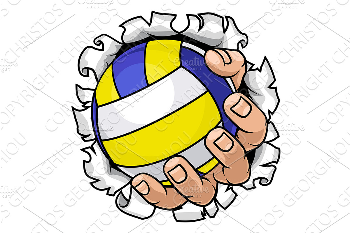 Volleyball Hand Holding Ball Tearing, an Object Illustration by Christos Georghiou