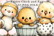 Easter Chick and Egg Clipart, an Illustration by Libby Wishes (Thumbnail 1 of 8)
