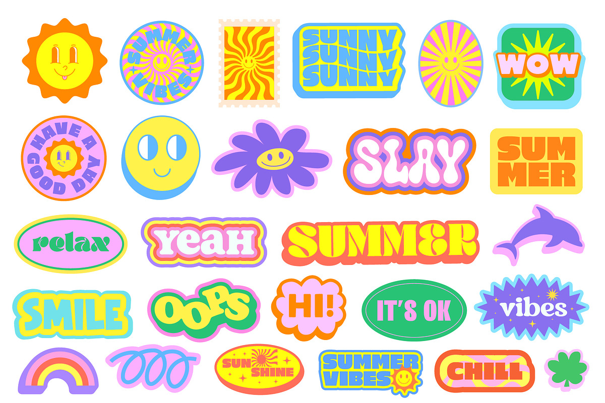 50 SUMMER STICKERS VECTOR SET, an Object Graphic by craftlove (Photo 2 of 4)