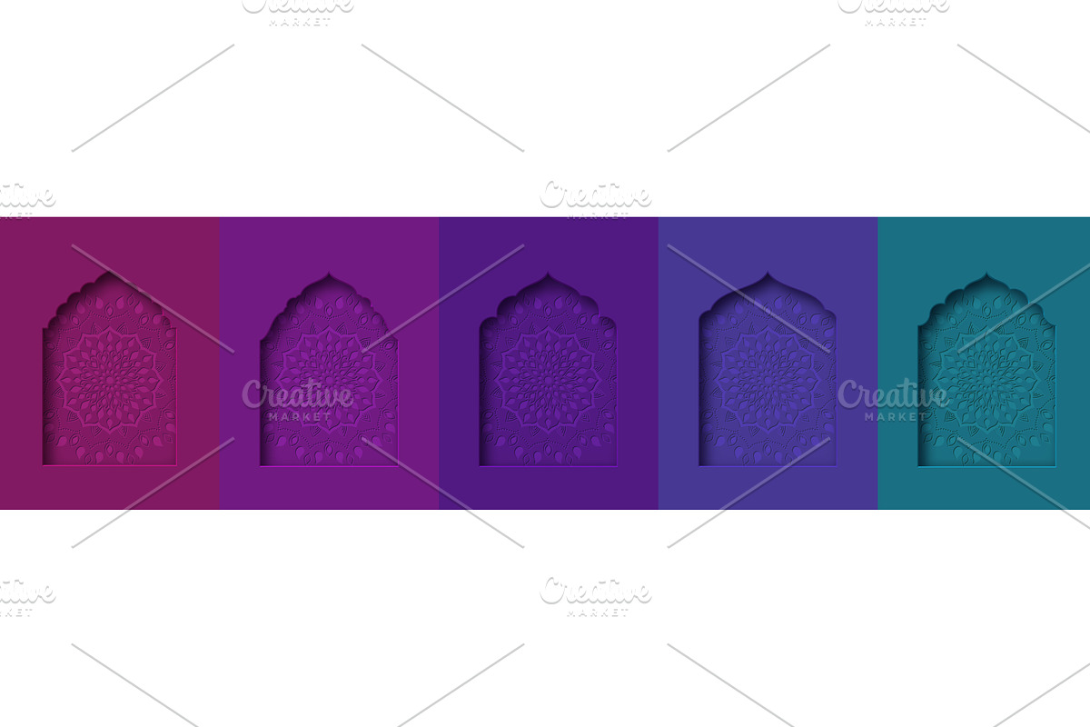 Set of colorful ornamental arches, an Illustration by Liudmyla Matviiets