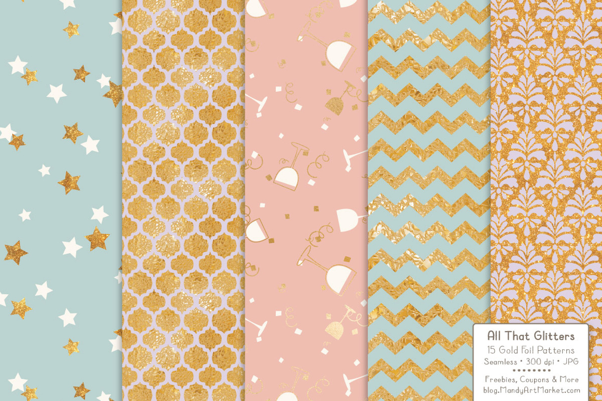 Gold Foil Digital Papers in Grandmas, a Pattern Graphic by Amanda Ilkov (Photo 4 of 4)