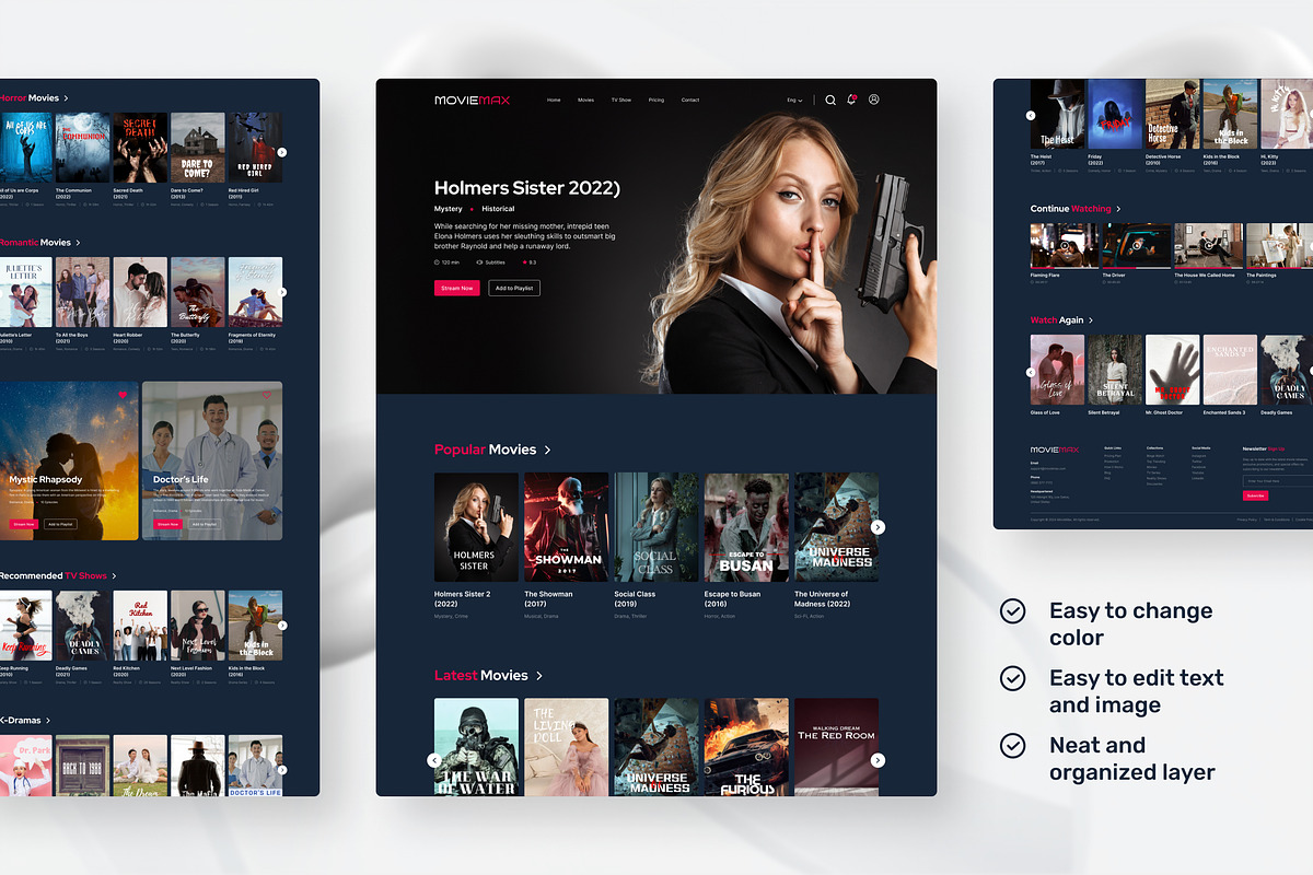 Movies & TV Shows Streaming Website, an UI Kit Template by peterdraw (Photo 4 of 9)