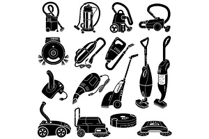 Vacuum cleaner icons set, an Illustration by Ylivdesign