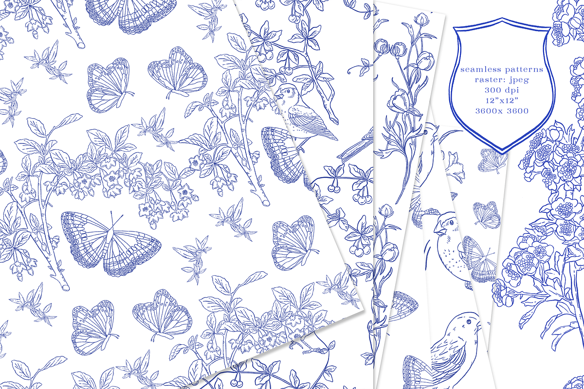 Blue Gardens Chinoiserie set, a Texture Illustration by Patishop Art (Photo 10 of 11)