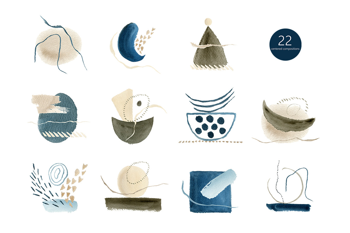 Japandi - abstract watercolor set, a Texture Graphic by KatsiarynaKa (Photo 8 of 19)