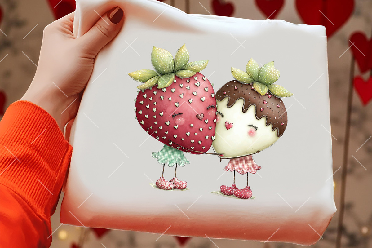 Valentine Strawberry Couple Clipart, an Illustration by OK Design (Photo 5 of 6)