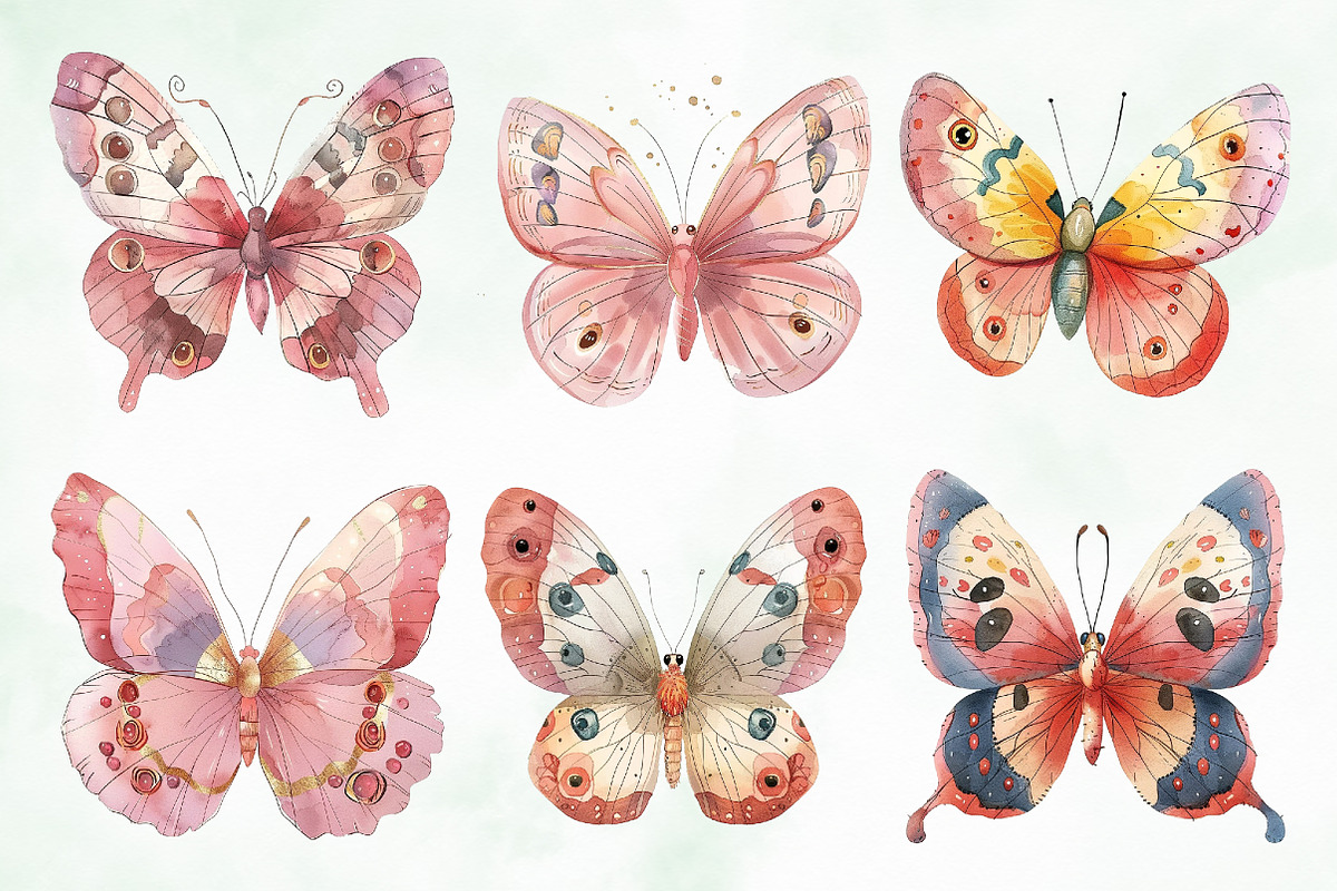 Watercolor Butterfly Png Clipart, an Illustration by Creative Art (Photo 2 of 8)