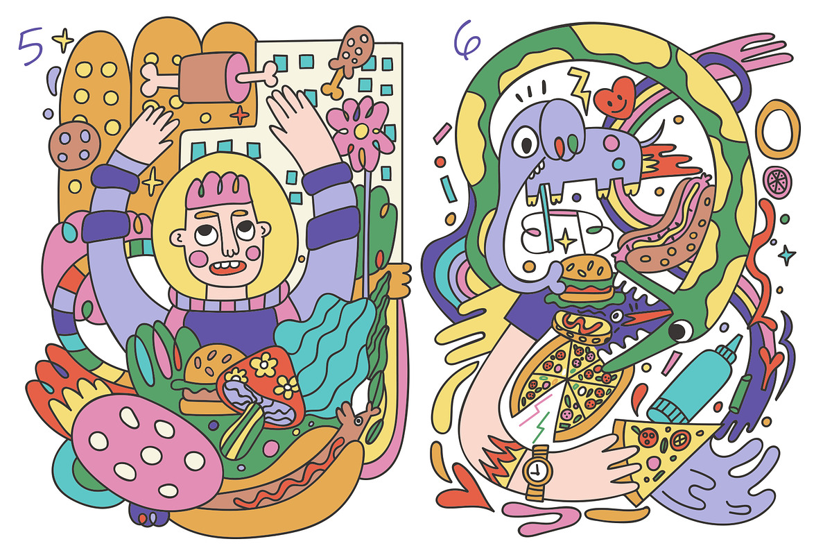 Fast Food Doodles. Vector and raster, a Food Illustration by Oliana Moroz (Photo 8 of 25)