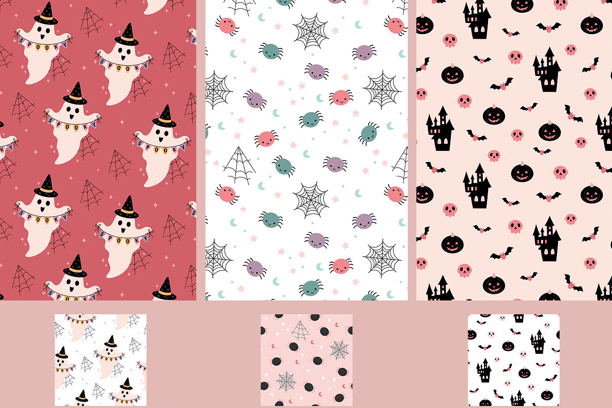 Pink Halloween clipart & patterns, a Seasonal Illustration by JulzaArt (Photo 10 of 14)