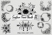 Sunflower Frame SVG PNG Bundle, an Illustration by Actual Pixel (Thumbnail 1 of 23)