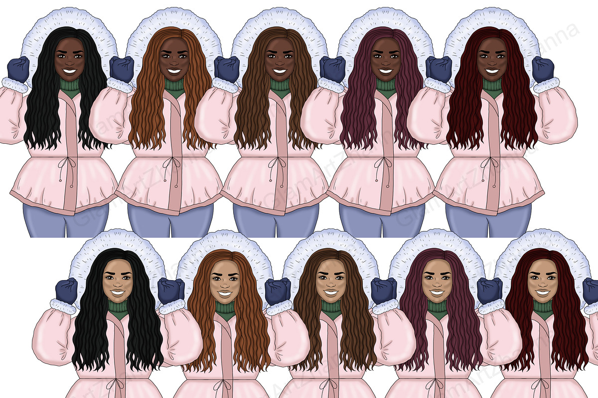 Winter Girls Clipart, a Seasonal Illustration by GlamArtZhanna (Photo 5 of 5)