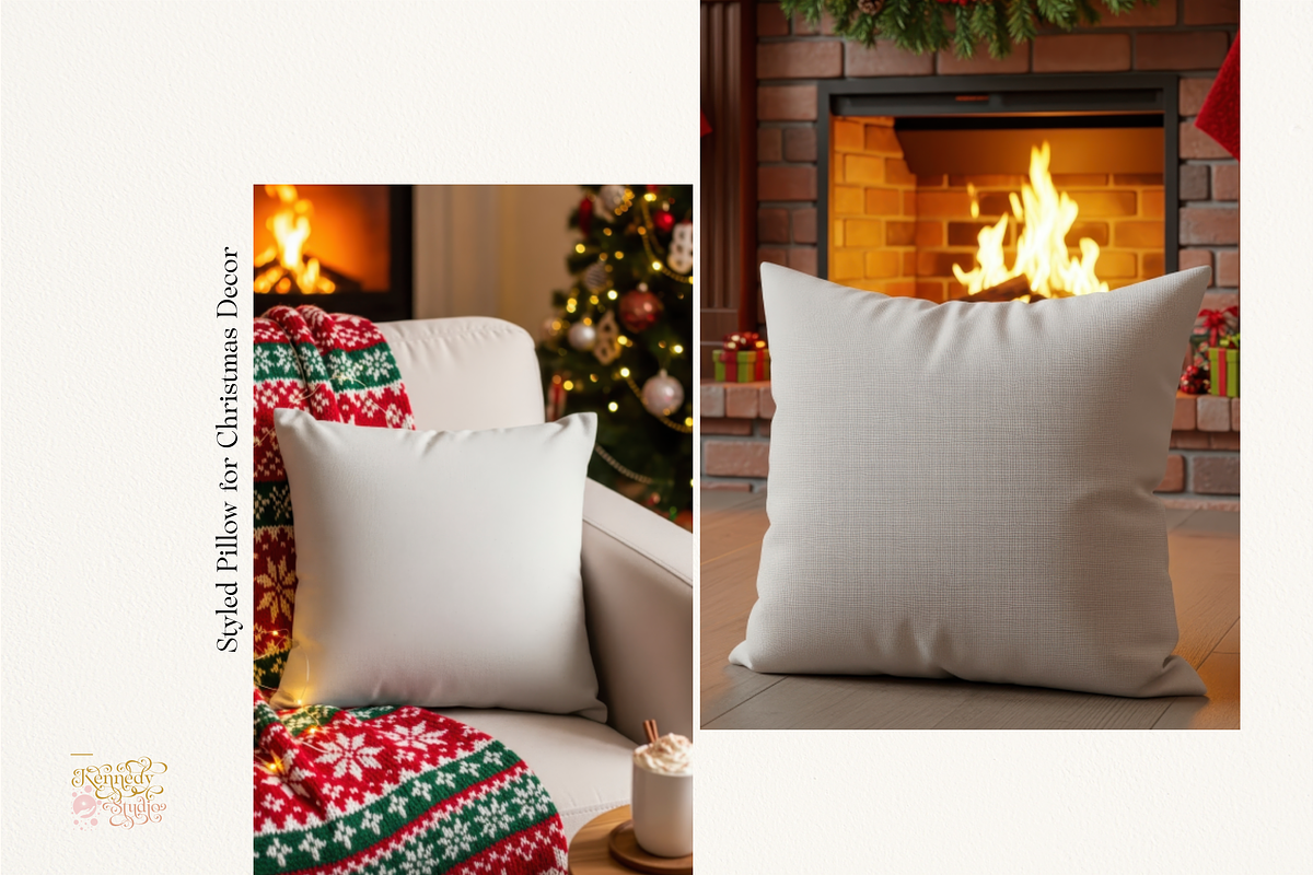 Cozy Christmas Pillow Bundle 400 JPG, a Household Mockup by KennedyStudio (Photo 3 of 13)