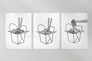 Chinese Food Doodle Icons Set