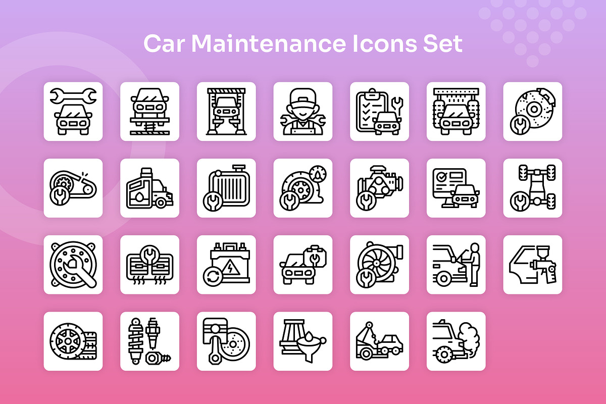 Car Maintenance Icons Set - Line, an Outline Icon by Kmg Design (Photo 2 of 2)