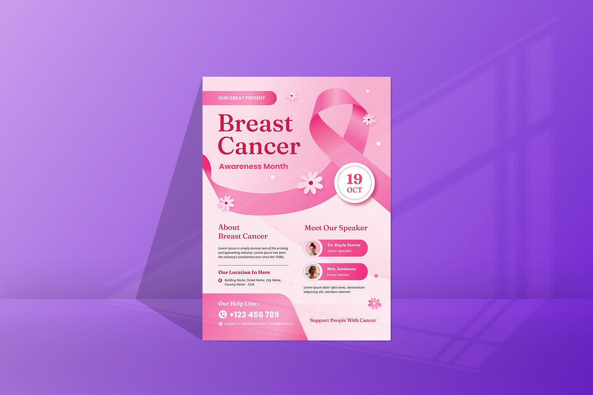 Breast Cancer Day Flyer, a Flyer Template by SquidPixey (Photo 1 of 6)