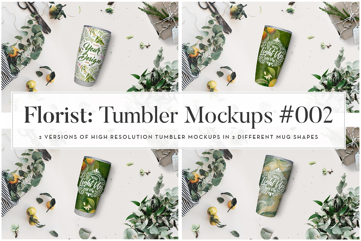 Floral Tumbler Mockup Scene (#002), a Cups & Container Mockup by Europe.graphics (Photo 2 of 8)