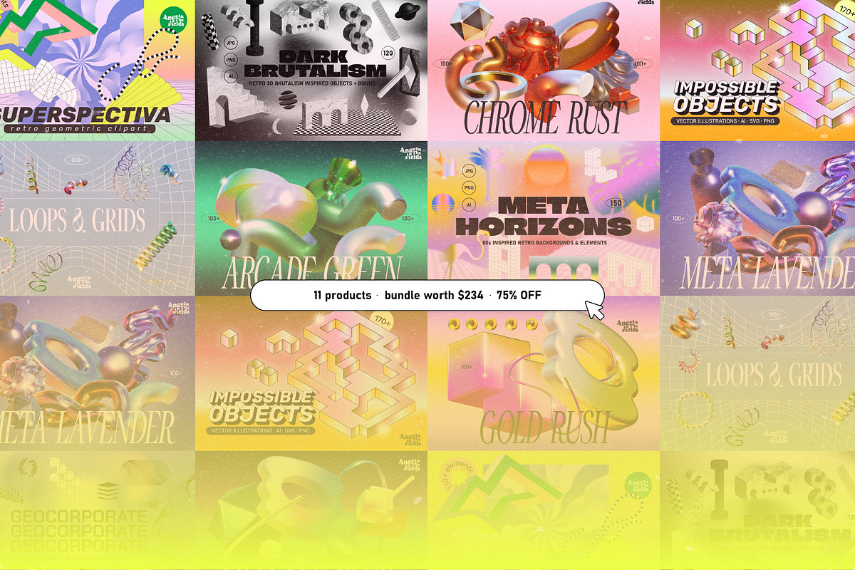 75% OFF Pop Futurism Bundle, an Object Graphic by angelainthefields (Photo 4 of 18)