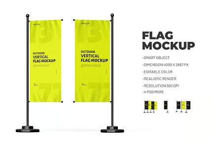 Waving Flag Mock up, an Advertising Mockup by zphotographystudio
