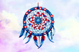 4th Of July Floral Dream Catcher PNG