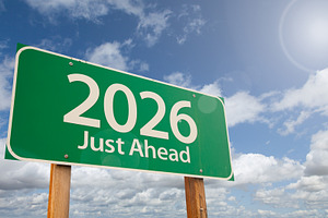 2026 Just Ahead Green Road Sign, a Holiday Photo by Andy Dean Photography