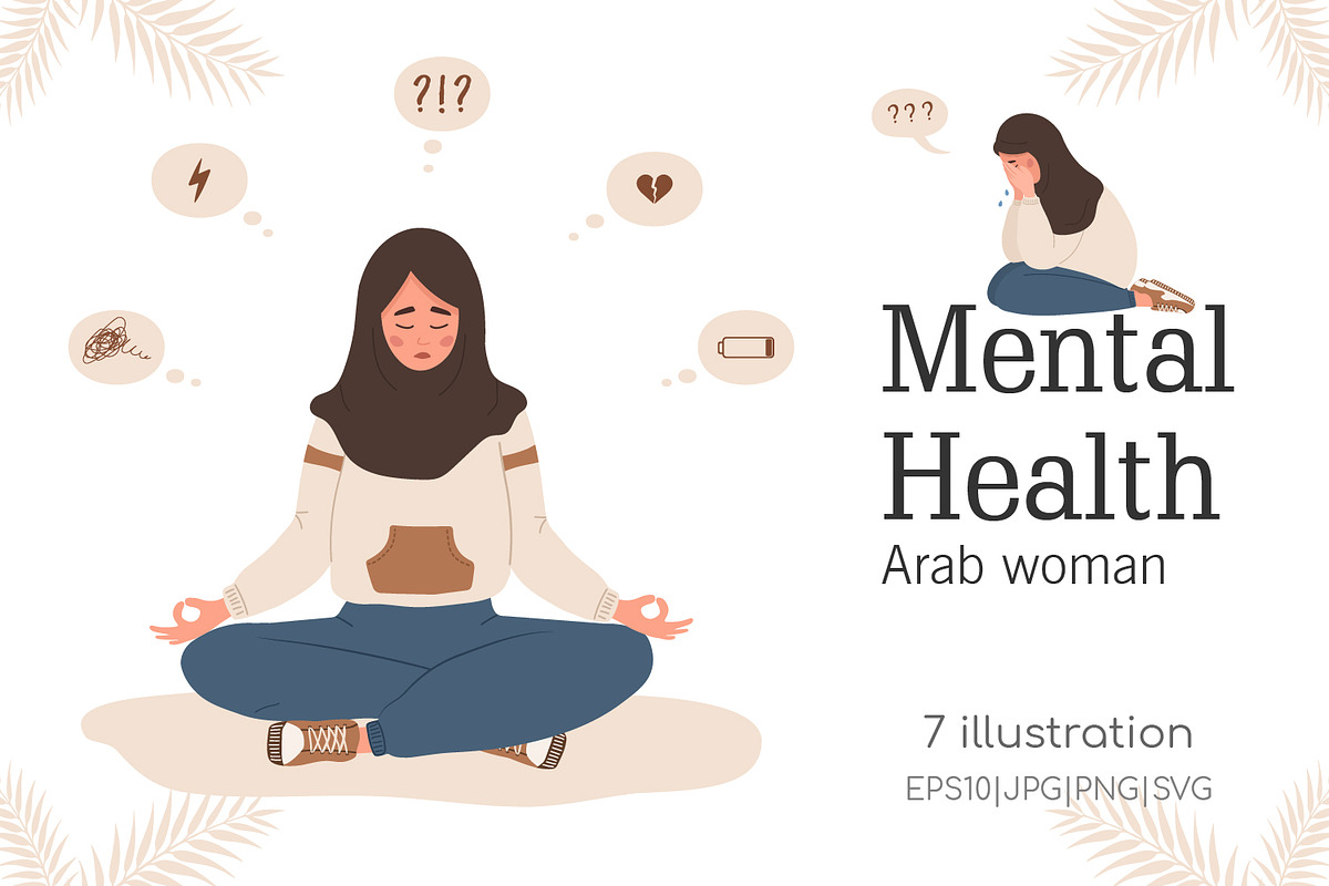 Mental Health arab woman, a Healthcare Illustration by KeronnArt (Photo 1 of 8)