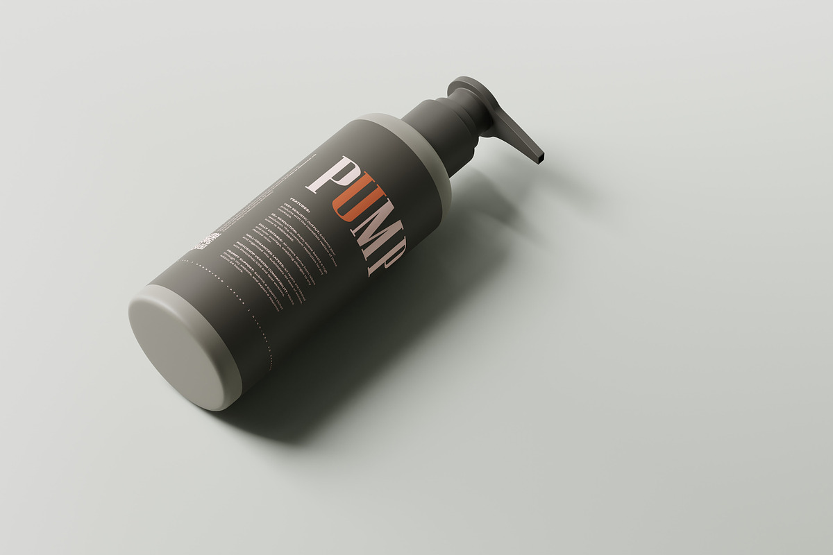 Greige Plastic Pump Bottle Mockups, a Packaging Mockup by MockupFree.Net (Photo 6 of 9)