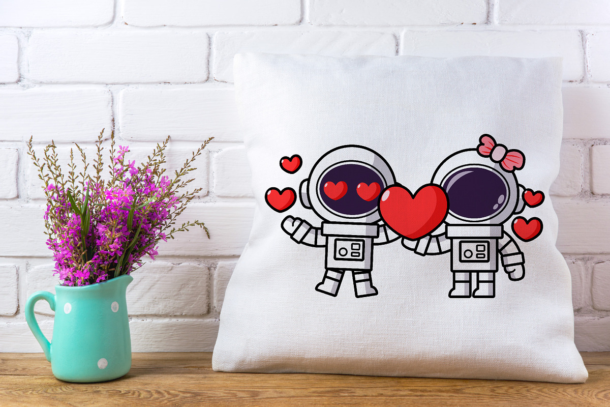 Cute Astronaut couple Valentine day, a Seasonal Illustration by Noey smiley (Photo 7 of 9)