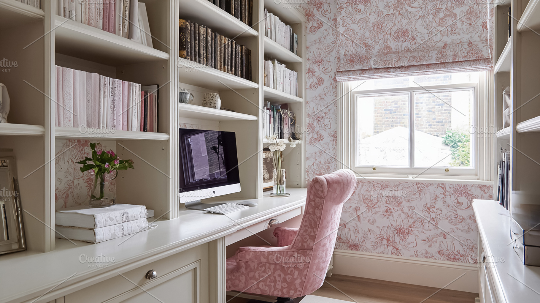 Cozy home office space presenting a functional workspace with a, a Photo by Studio ANNA