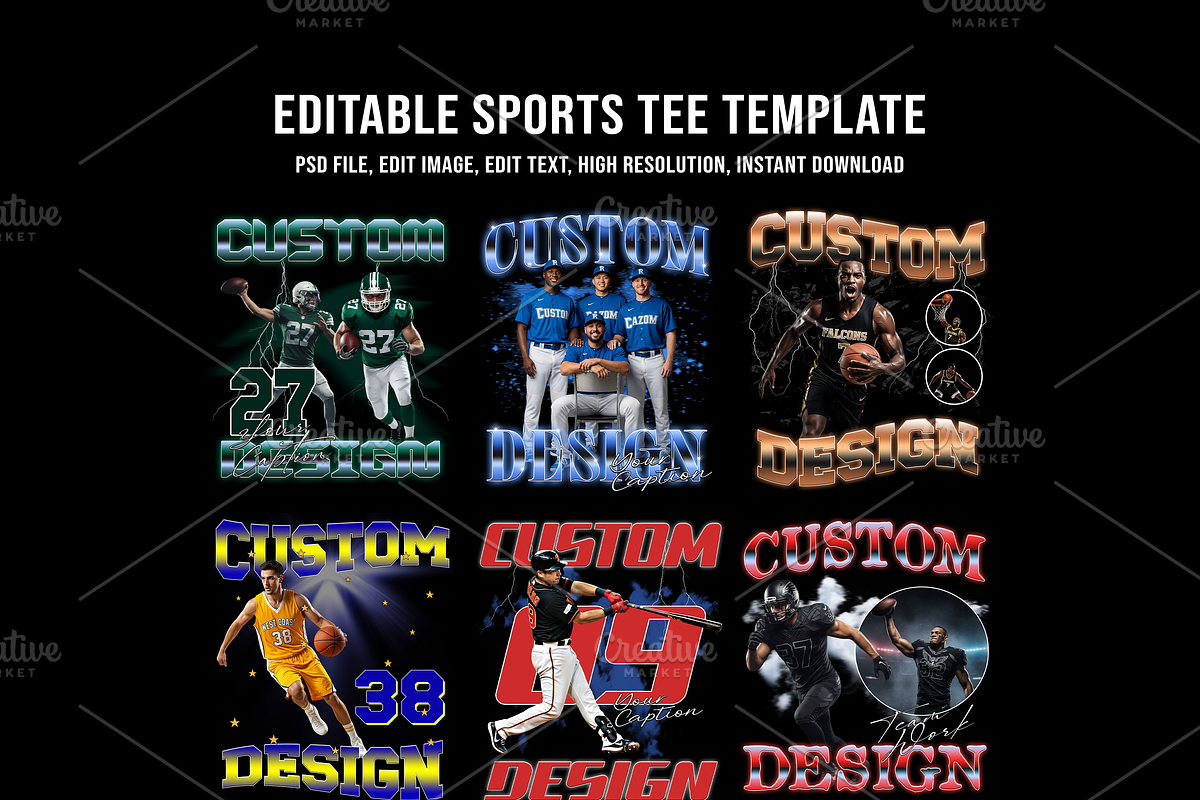 Sports Tee Template Editable PSD