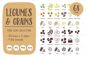 Legumes & Grains Food Icon Set