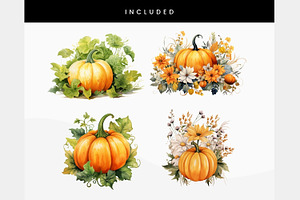 Orange Pumpkins Flowers PNG Clipart