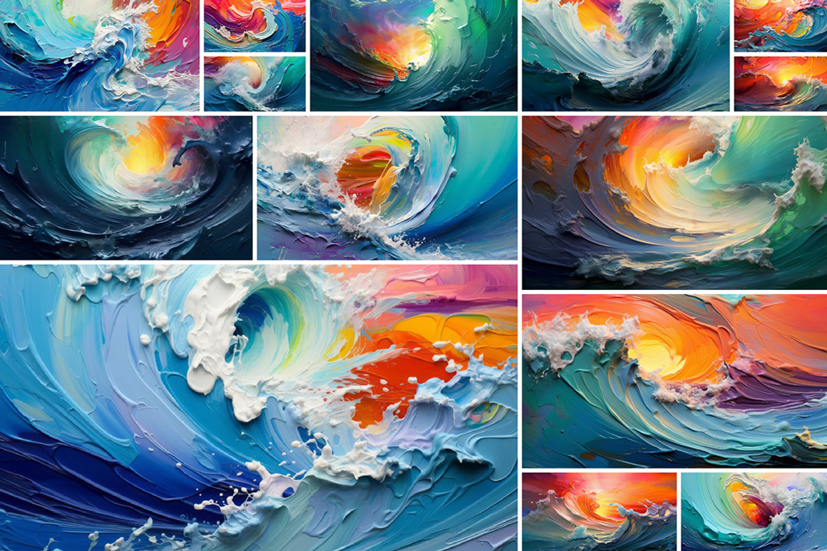 Paint waves - 27 images, a Decorative Illustration by Handmadefont (Photo 3 of 10)