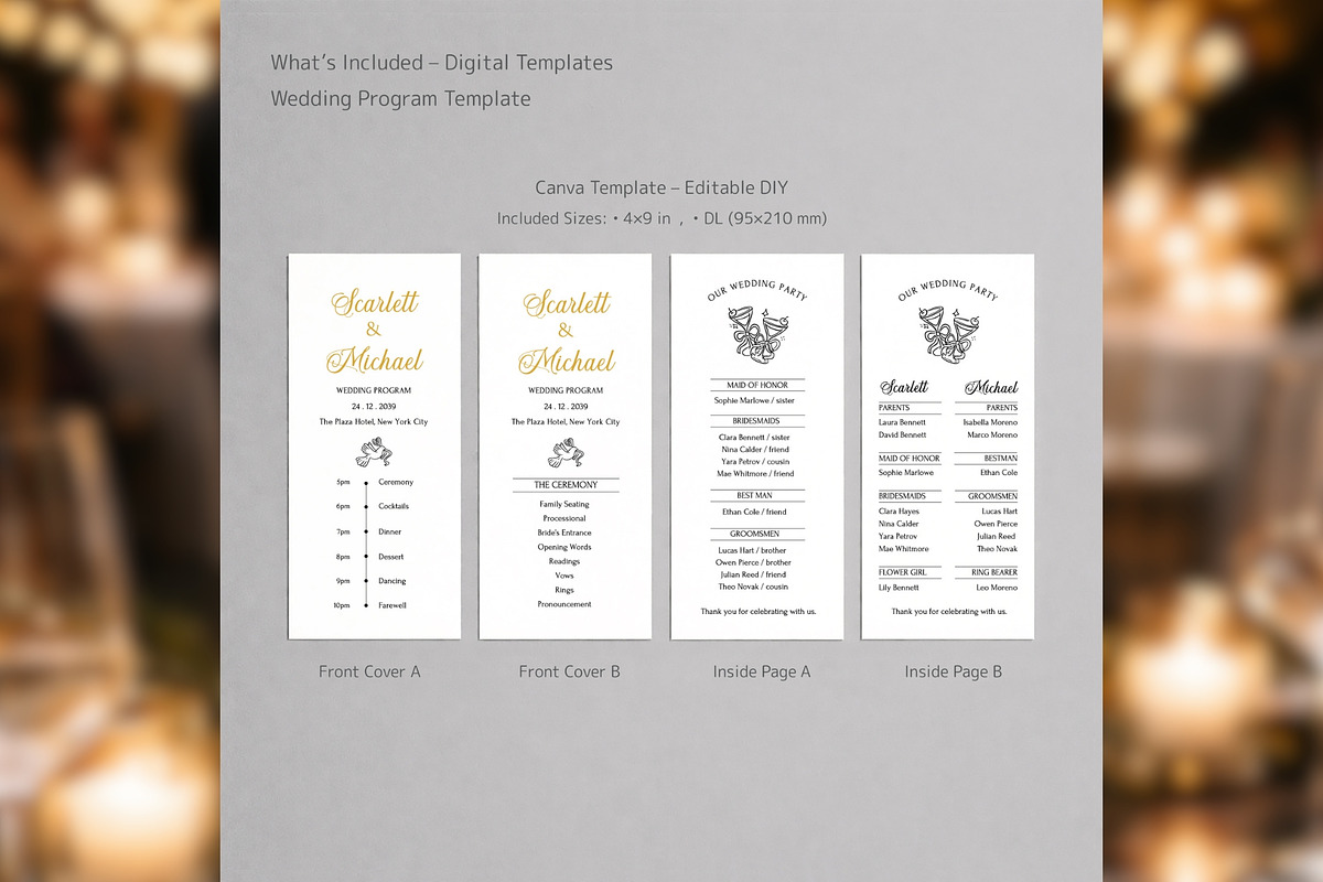 Luxury Wedding Program Canva bd004, a Card Template by TyphoonStudio (Photo 2 of 8)