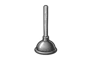 Plunger engraving sketch vector, an Object Illustration by AlexArt