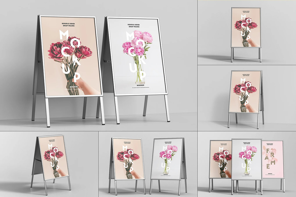 Double Sided Snap Frame Mock-up, an Advertising Mockup by zippypixelstudio (Photo 1 of 8)