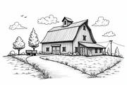 Vintage Farmhouse Sketch Bundle, an Illustration by hafijul (Thumbnail 5 of 7)