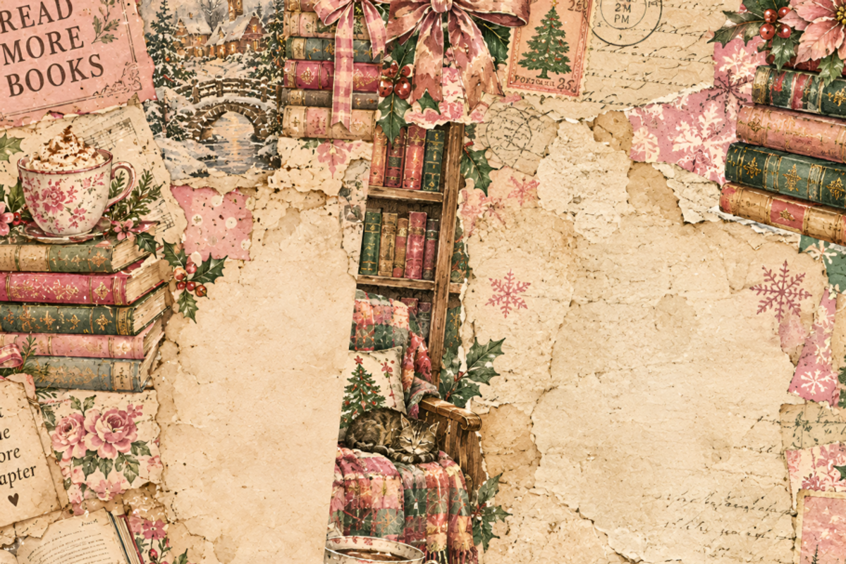 Reading Christmas Junk Journal Pages, a Background Graphic by Markicha Art (Photo 4 of 5)
