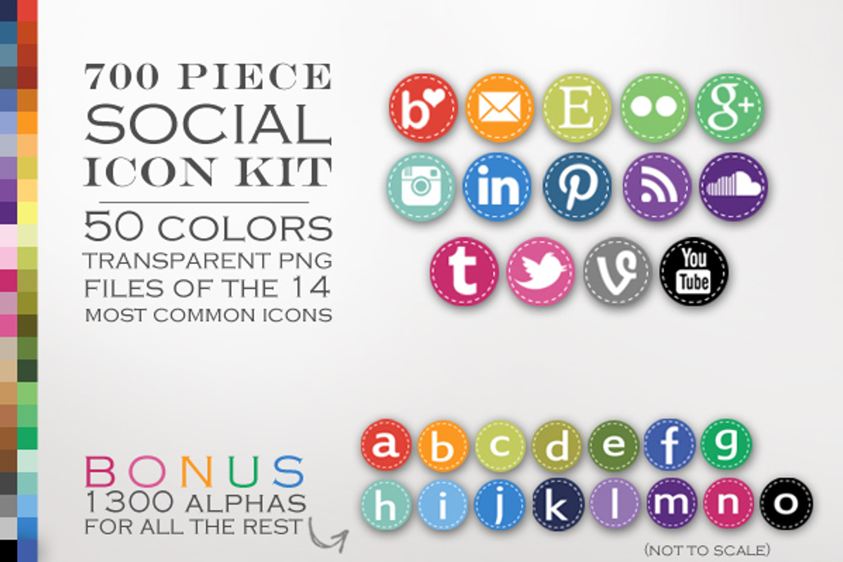 750 Piece Round Stiched Social Icons, an Icon by The Geekery Store