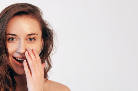 Amazement gesture surprise woman hand mouth skin, a Beauty & Fashion Photo by Photo Drive Studio