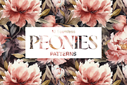 10 Watercolor Peonies Patterns, a Pattern Graphic by Motifs (Thumbnail 6 of 12)