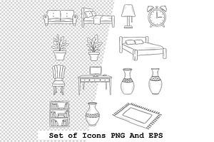 Set of home icons in hand drawn, an Icon by one-touch