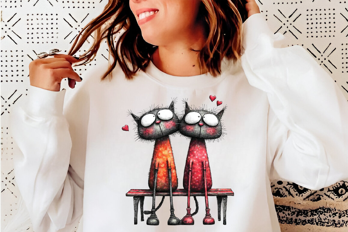 Valentine Romantic Cat Couple Clipar, an Illustration by SinaCreation (Photo 7 of 11)