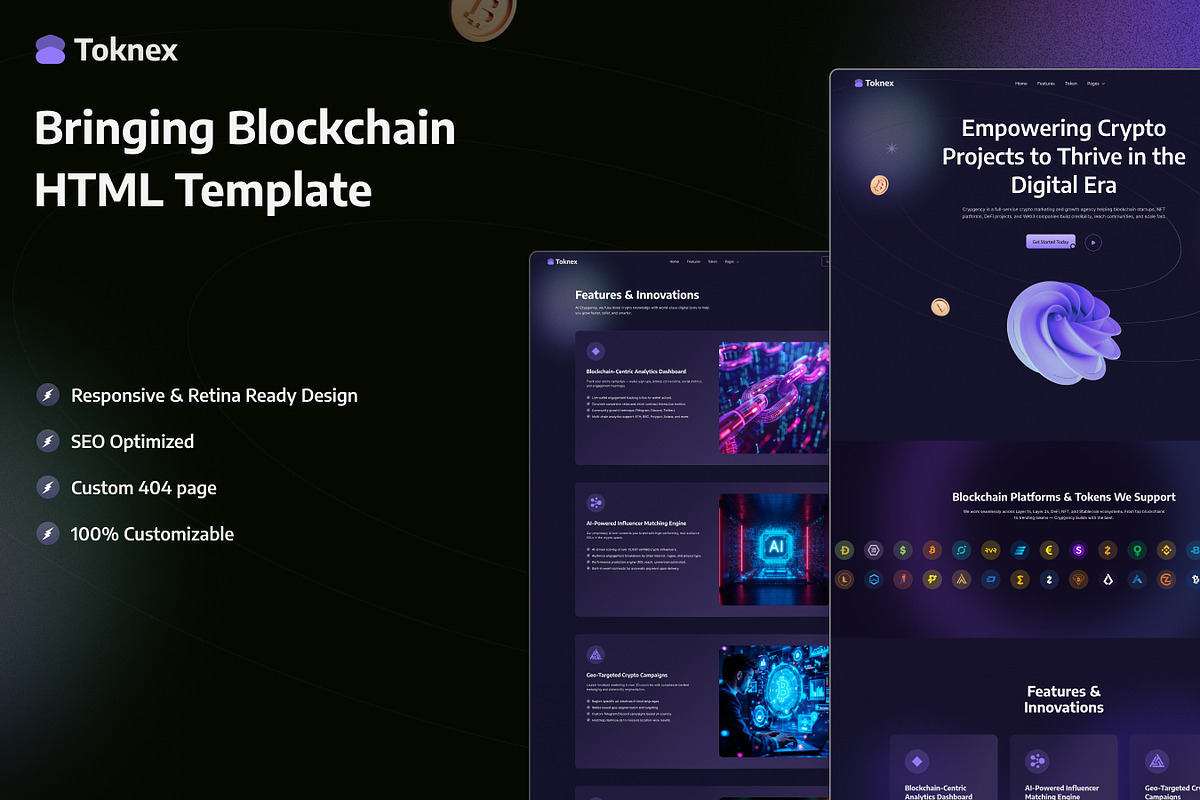 Toknex, Cryptocurrency HTML Template, a HTML Template by TNCFlow (Photo 1 of 5)