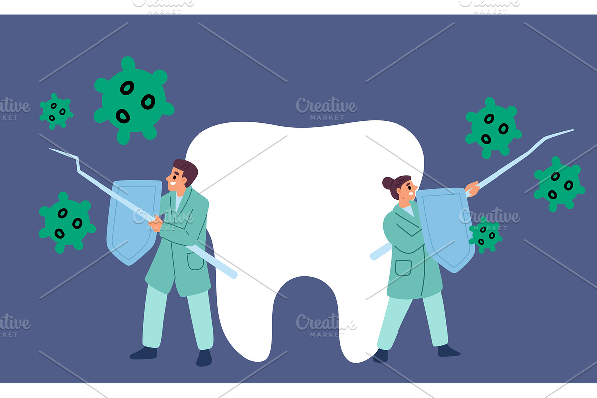Male and female dentists protect, an Object Illustration by Vectorbuum